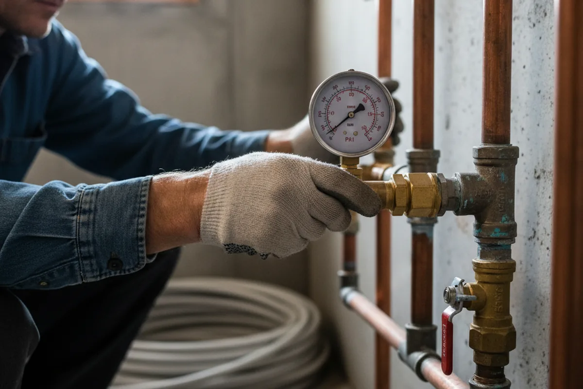 Pressure testing a repaired line during Water Line Repair in Lindale